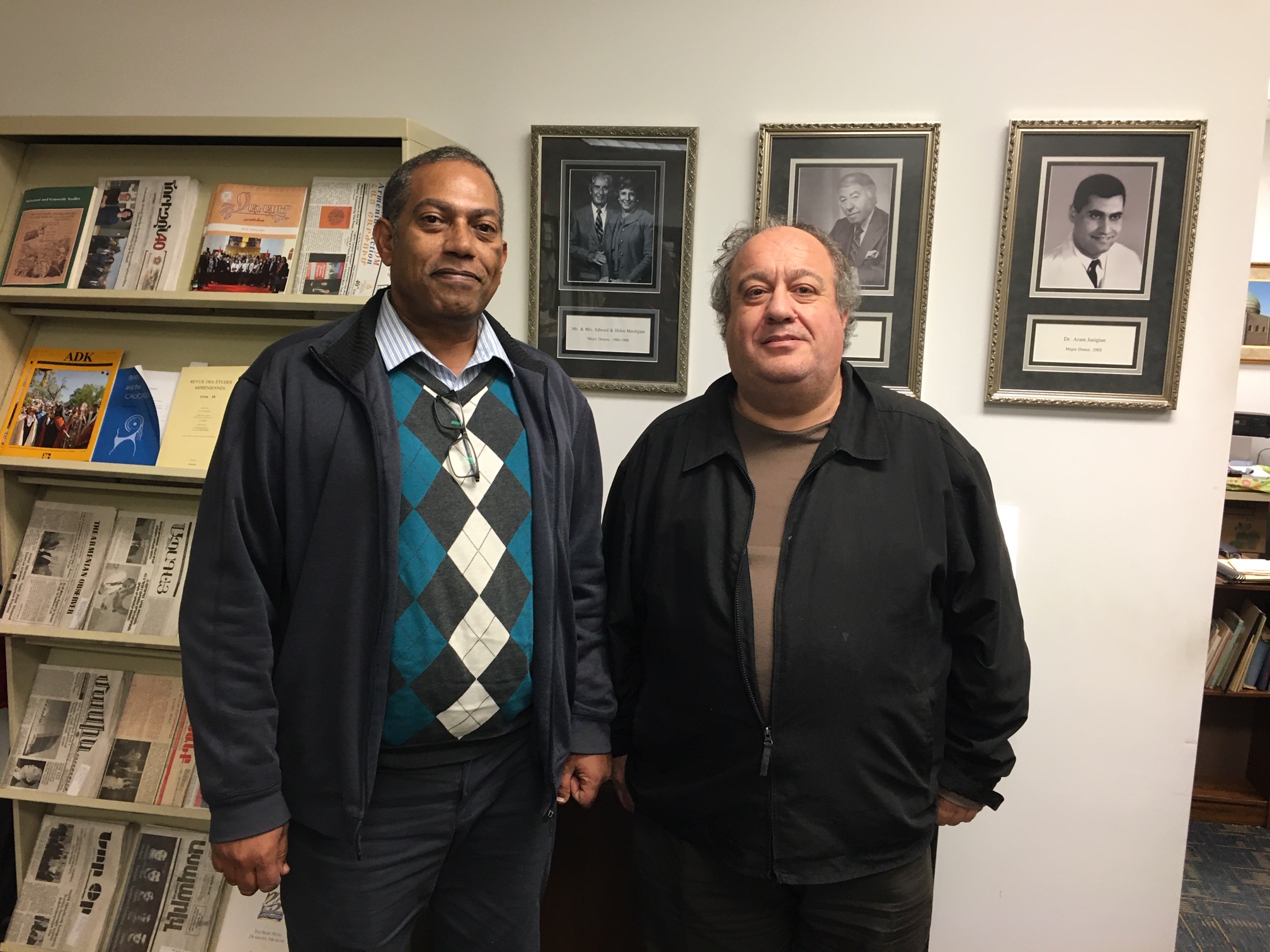 Salah Abdel Aziz Mahgoub Edris with Ara Sanjian at the Armenian Research Center.