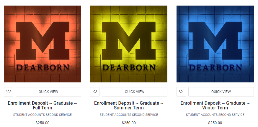 Graduate Enrollment Deposit Term Selection