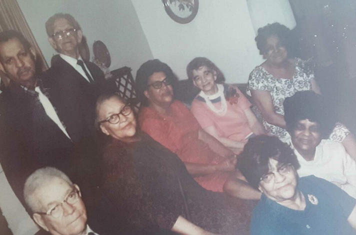 Hill’s Aunt Corrie (bottom right, in white) with her brother Rev. Heyward W. Stewart (bottom left) and their siblings.
