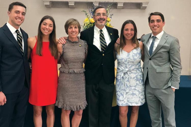 Chancellor Grasso pictured with his son Jacob, daughter Catlin, wife Susan, daughter Elspeth and son Benjamin.