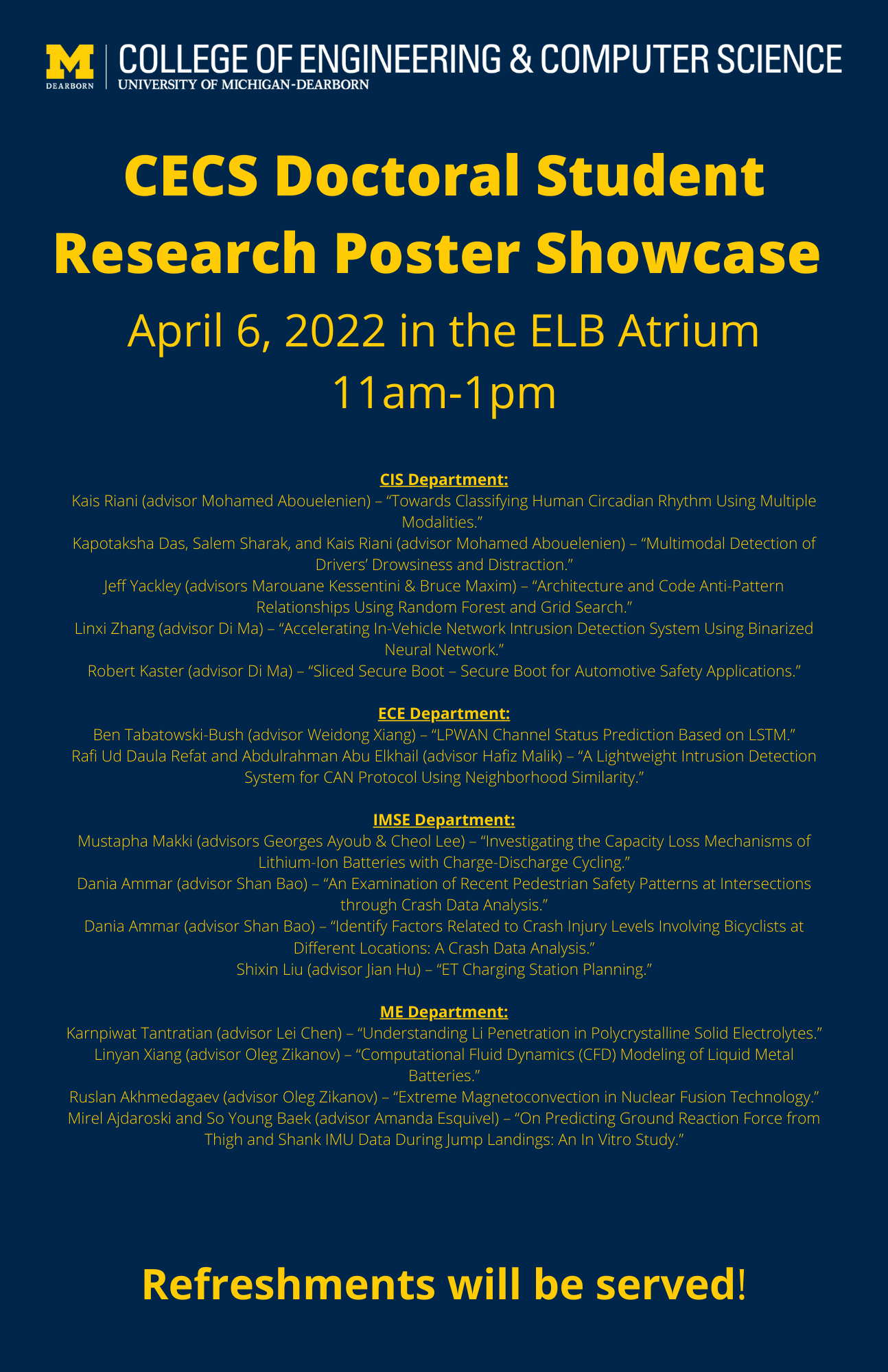 CECS Doctoral Student Research Poster Showcase Flyer
