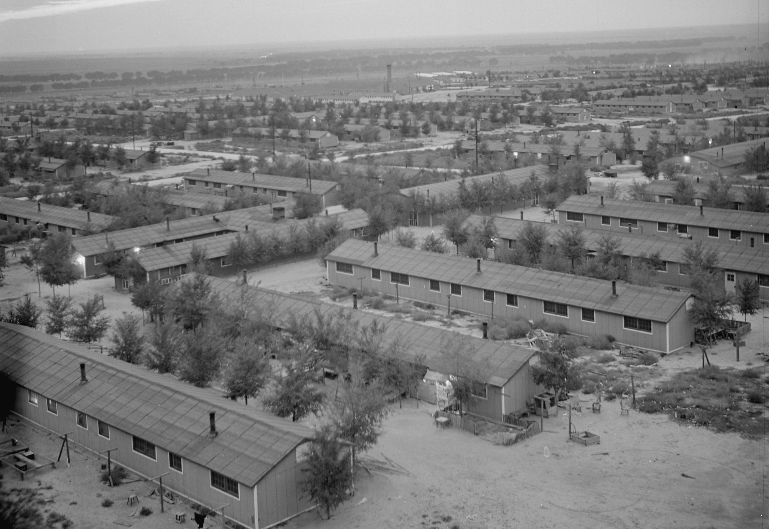 Aerial view of Amache, 1940s