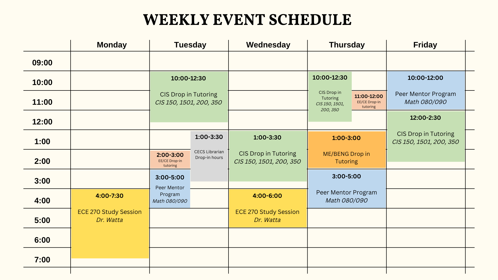 ELC Weekly Schedule