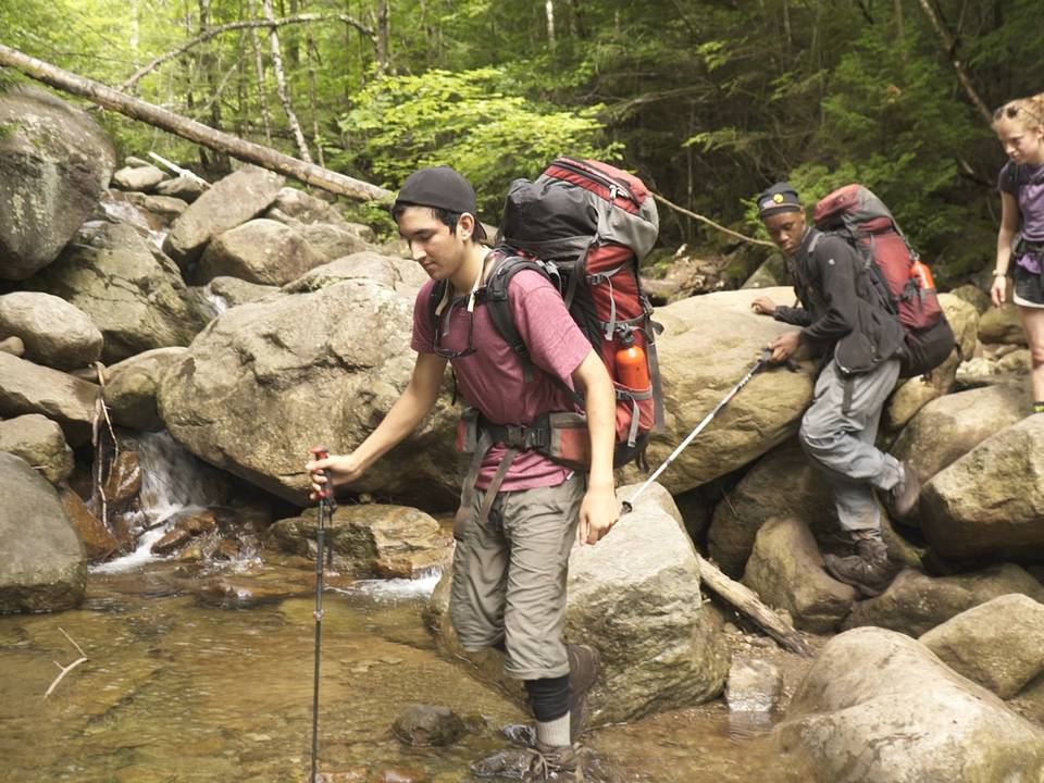 Students hiking in Adirondack mountains.