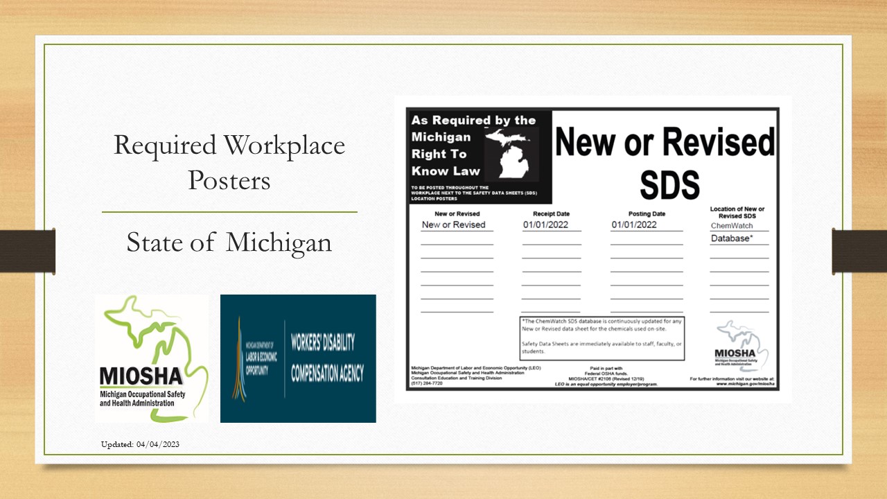 Michigan Right to Know SDS New Revised poster