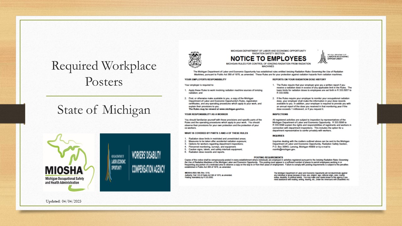 Michigan Rules for Control of Ionizing Radiation from Radiation Machines poster
