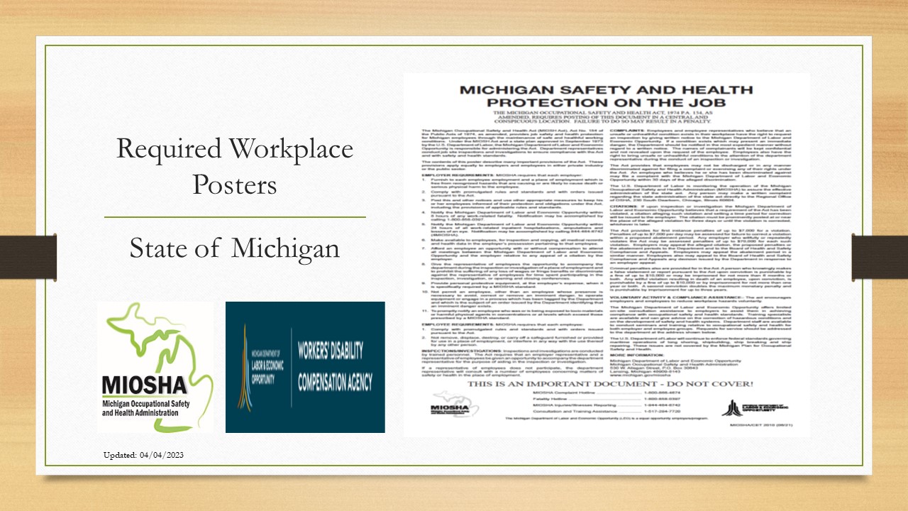 Michigan Safety and Health Protection on the Job poster
