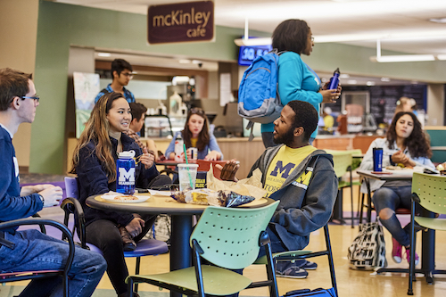  UM-Dearborn students having lunch at the University Center's McKinley Cafe. 