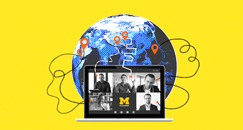  Graphic showing how alumni connect with campus from around the world 