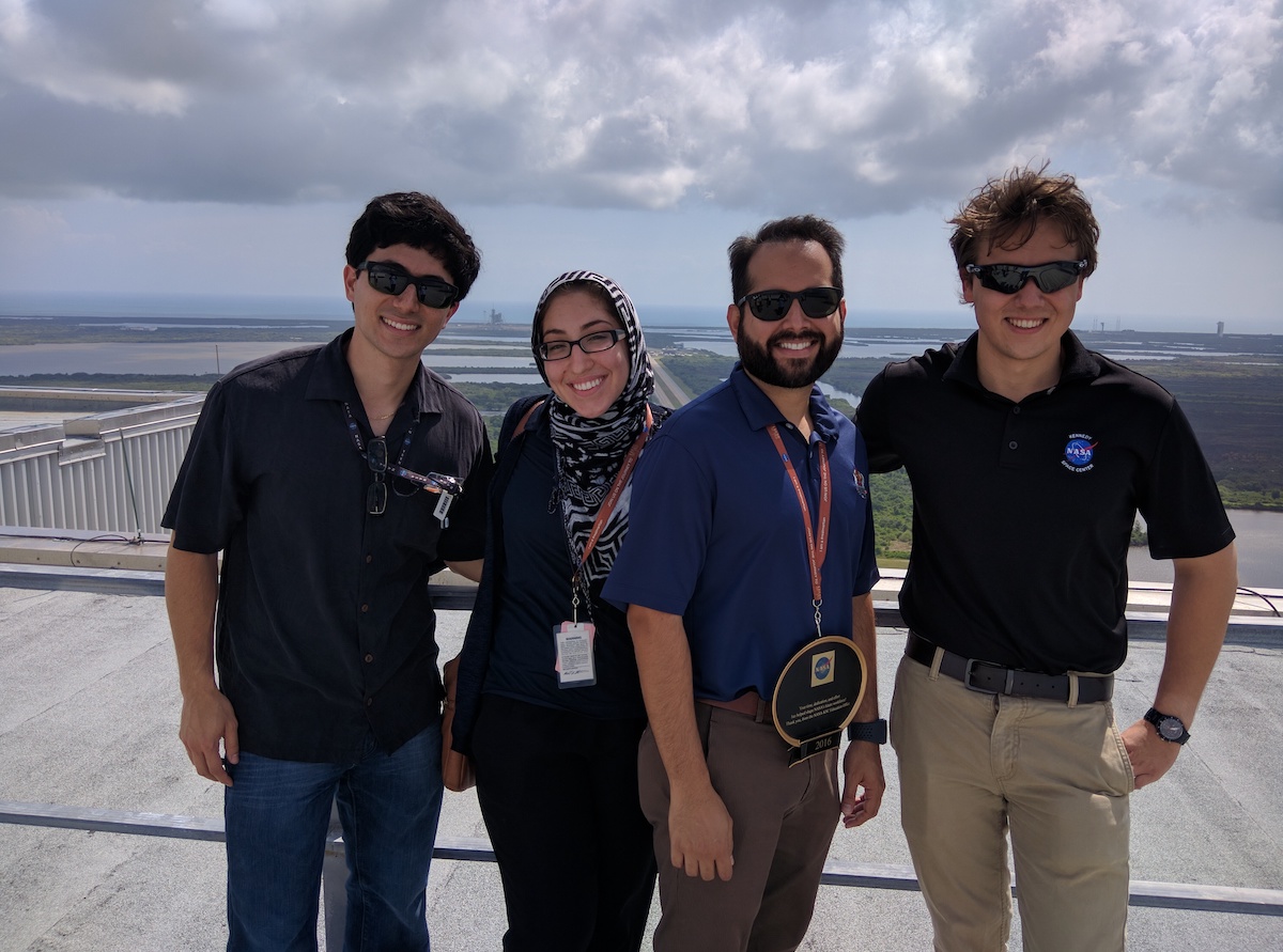 CECS co-op student with her NASA team at Kennedy Space Center