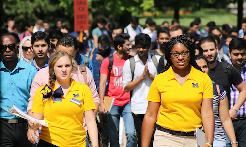 Students tour campus on during convocation. 