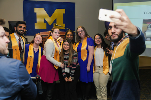 Students in the Talent Gateway pose for selfie