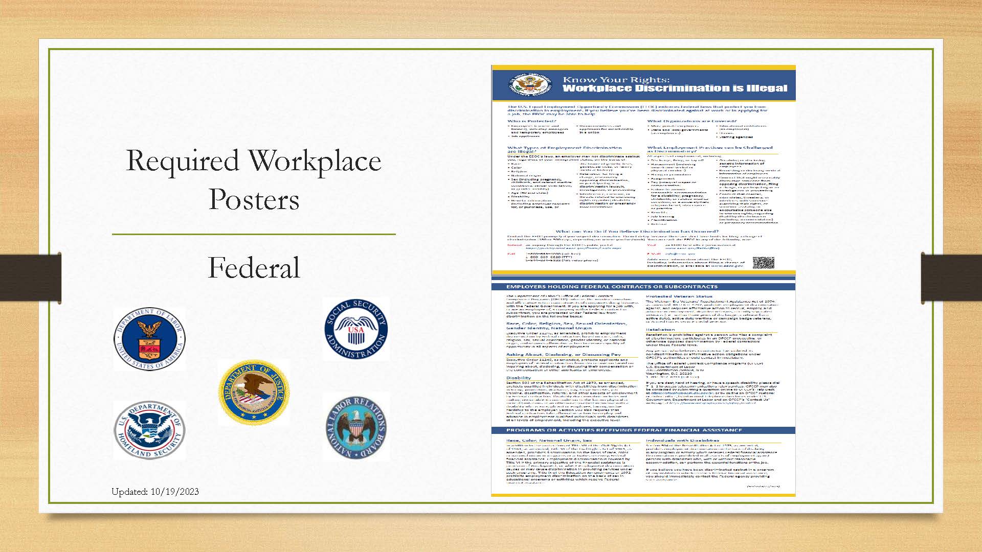 Federal Workplace Discrimination is Illegal poster