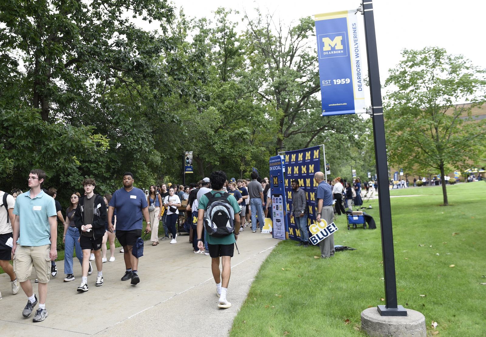 Students walking on campus during Wolverine Welcome 
