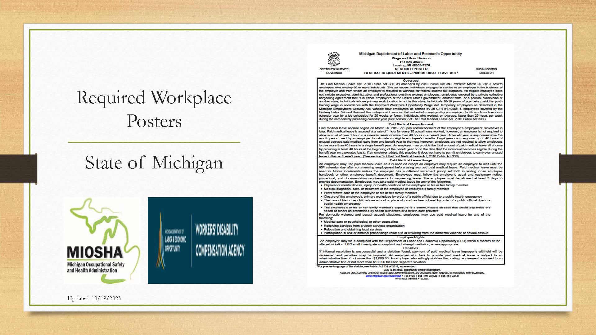 Michigan Paid Medical Leave Act poster