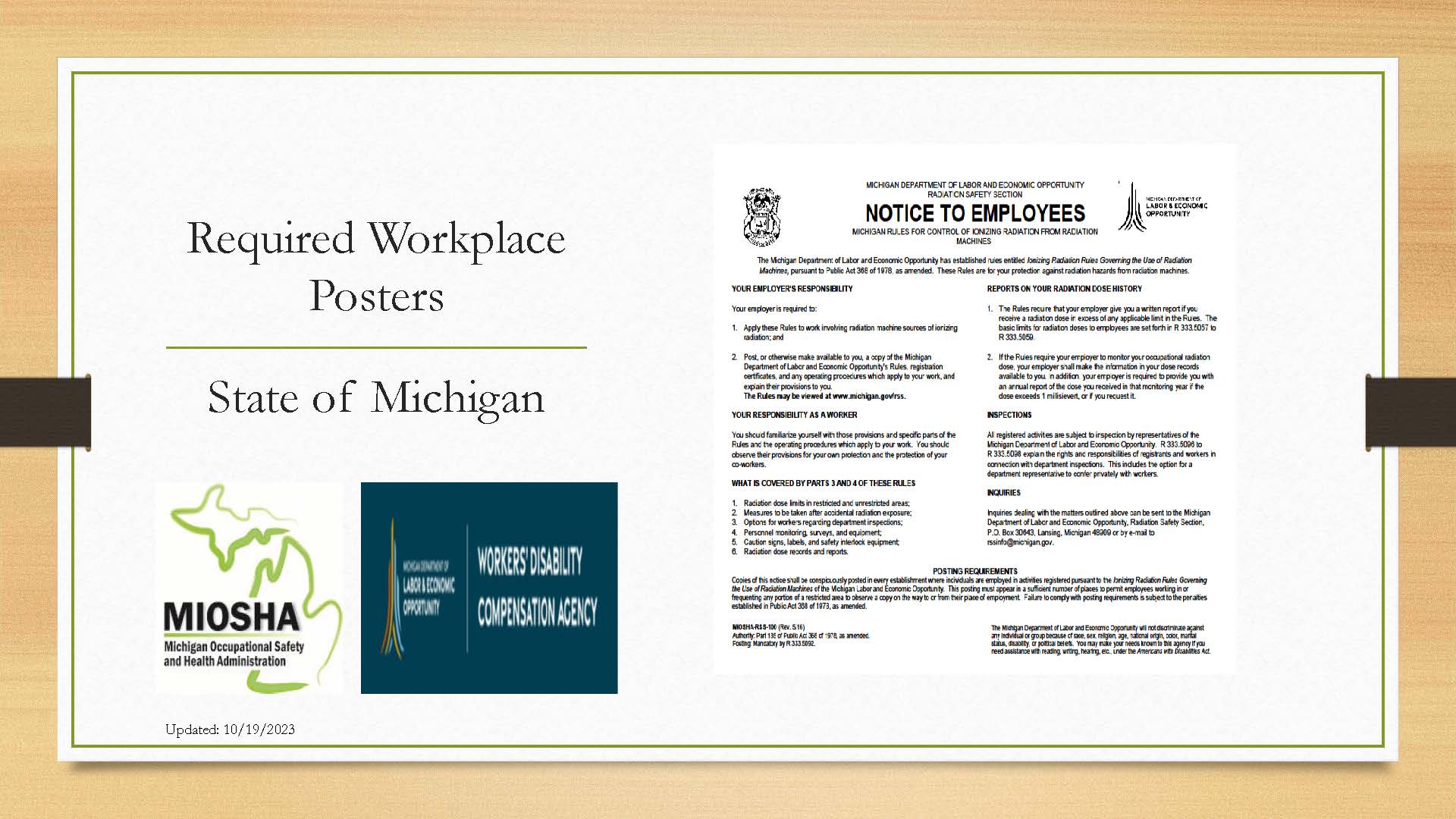 Michigan Rules for the Control of Ionizing Radiation poster