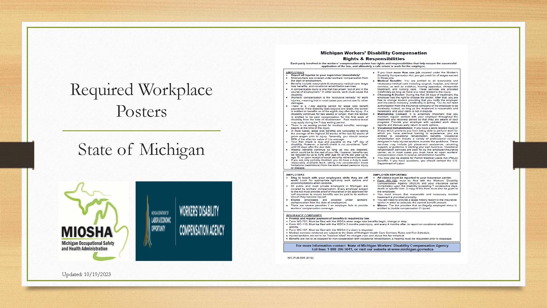 Michigan Workers Disability Compensation poster