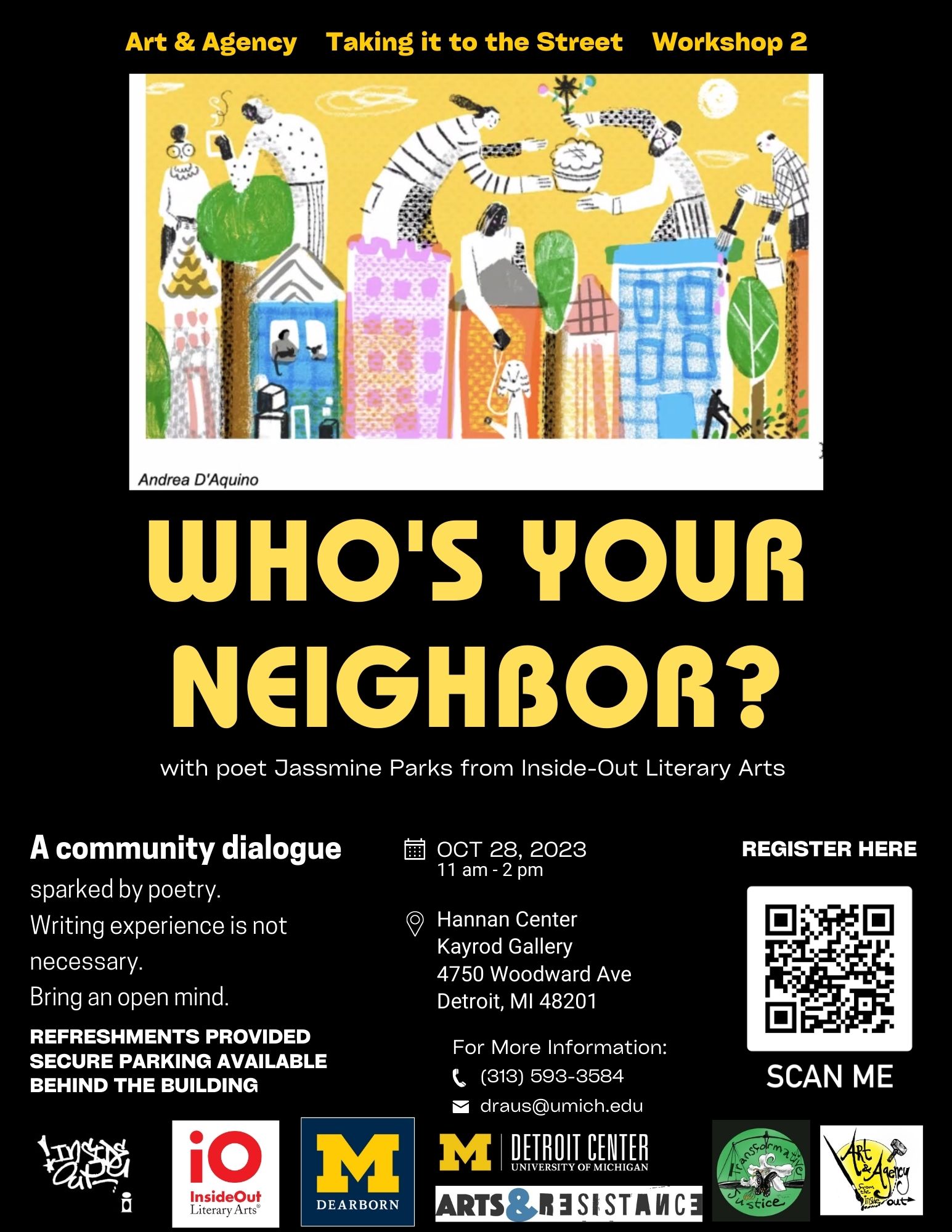 flyer for who's your neighbor? event on october 23rd at the hannan center in Detroit