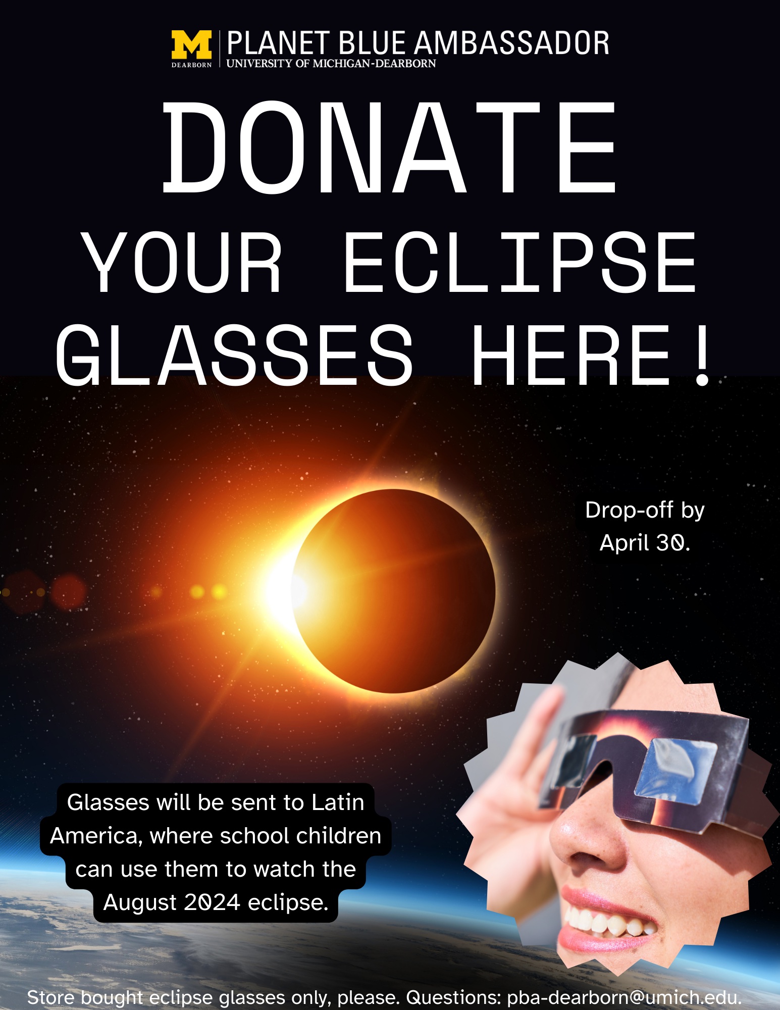 flyer for donating eclipse glasses