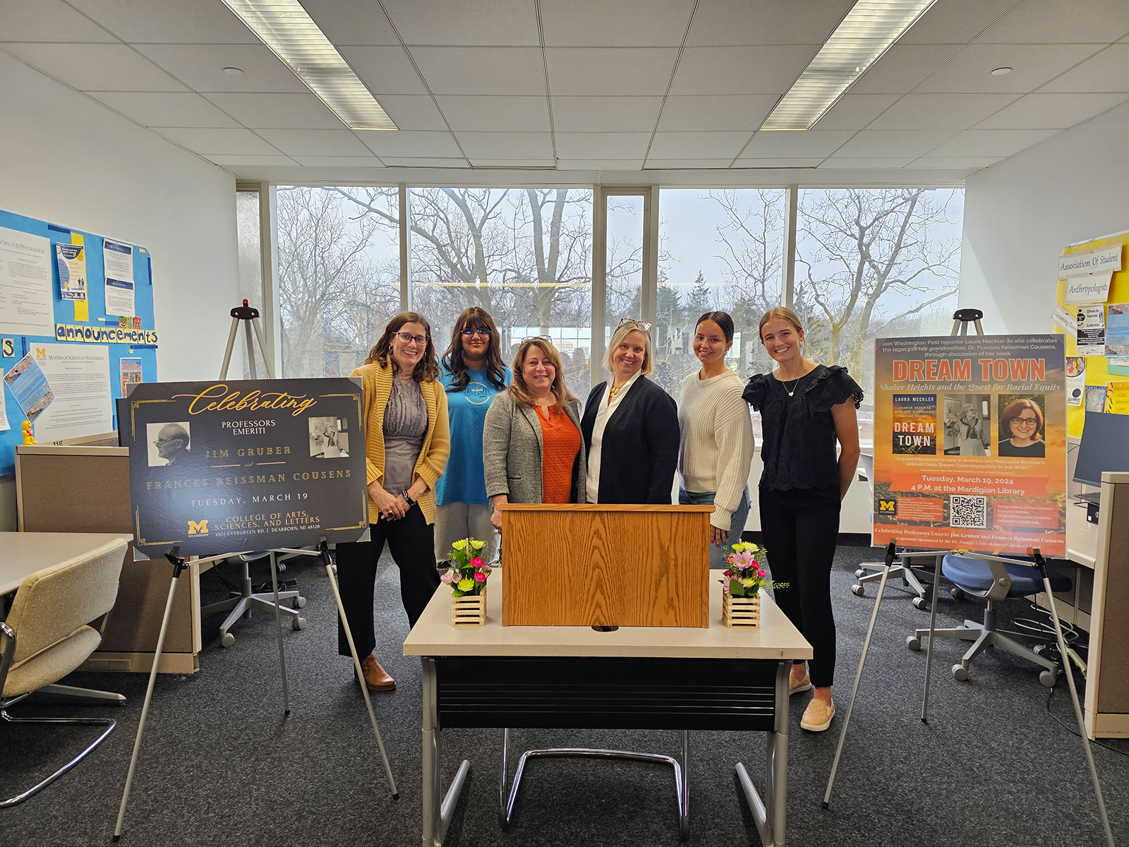 Sociology students and faculty gather for a lab naming/dedicating event