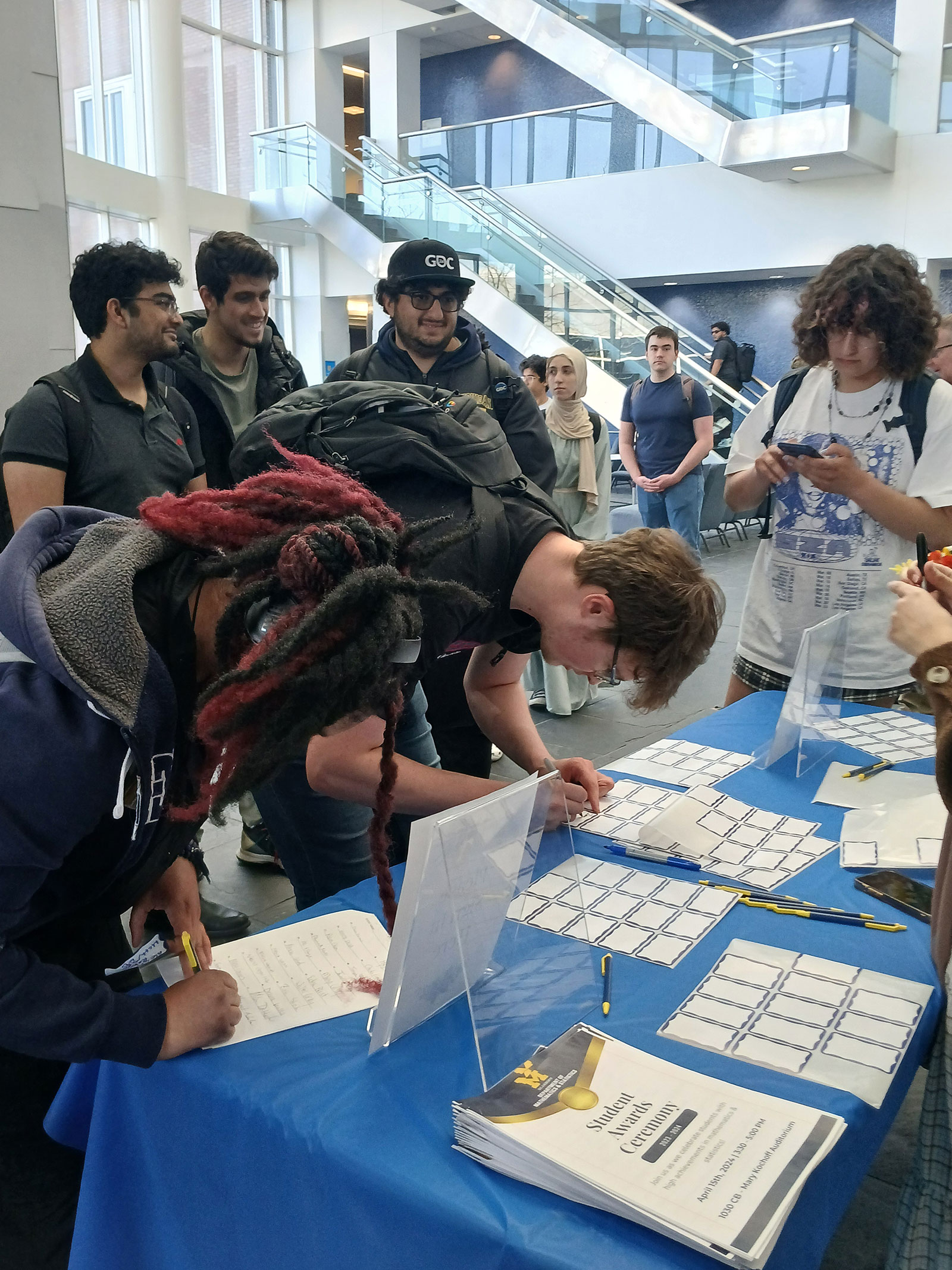 students attending a math event