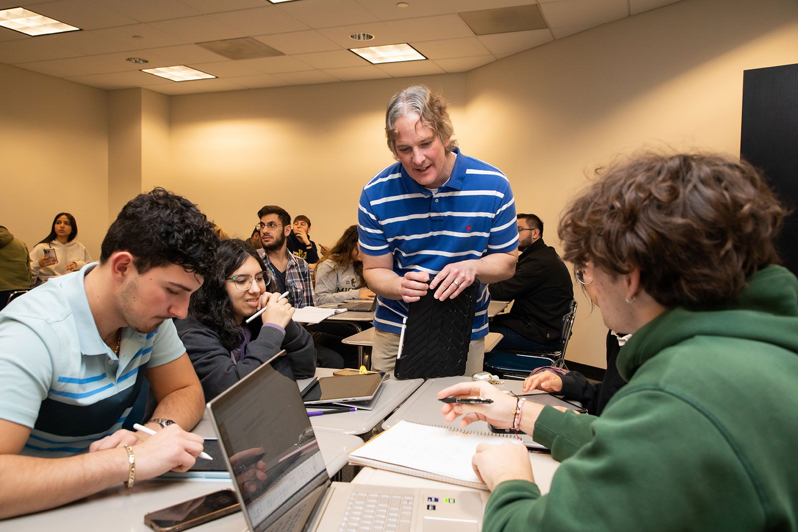 students working on mathematics in a classroom