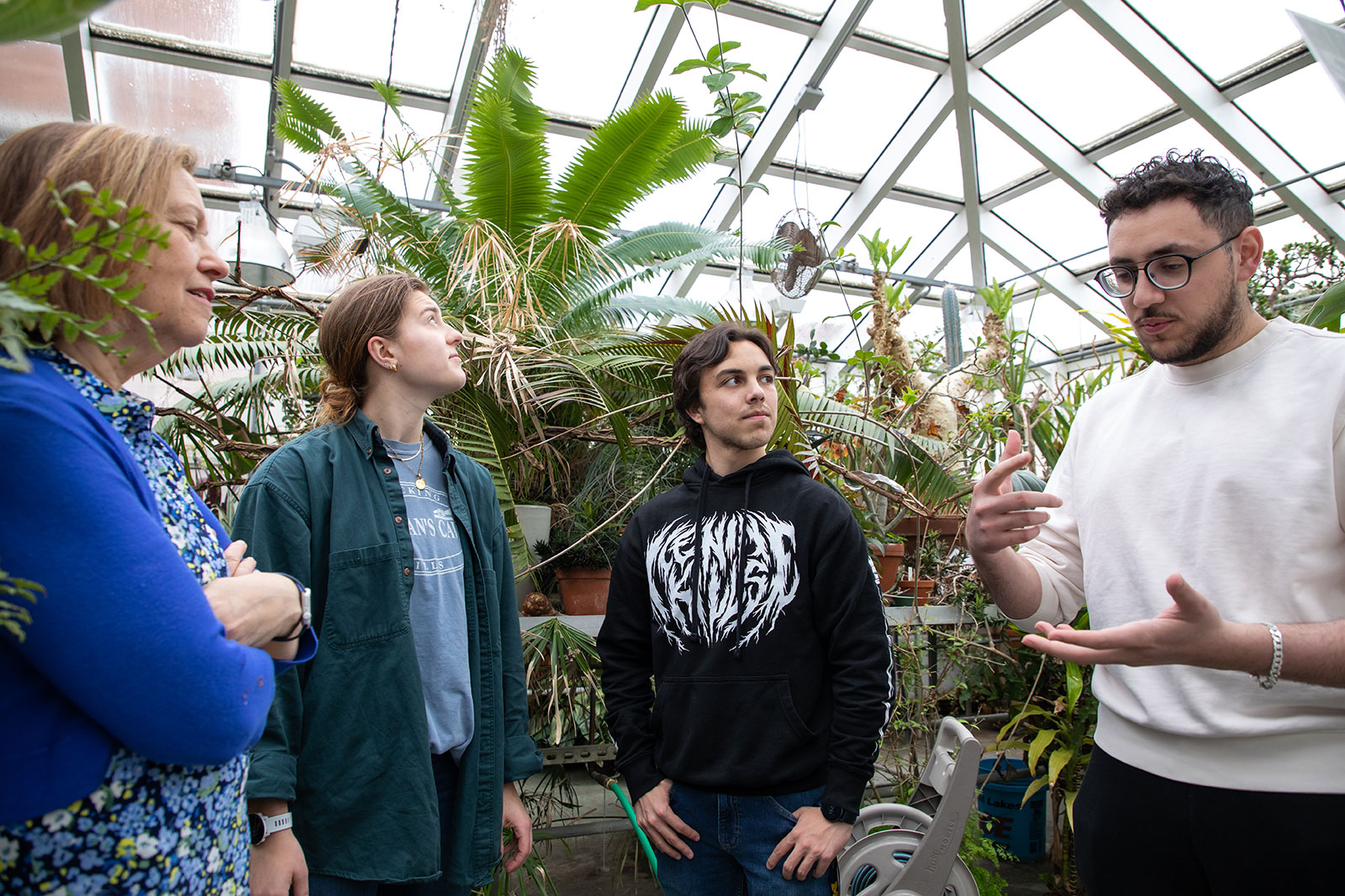 students in the greenhouse