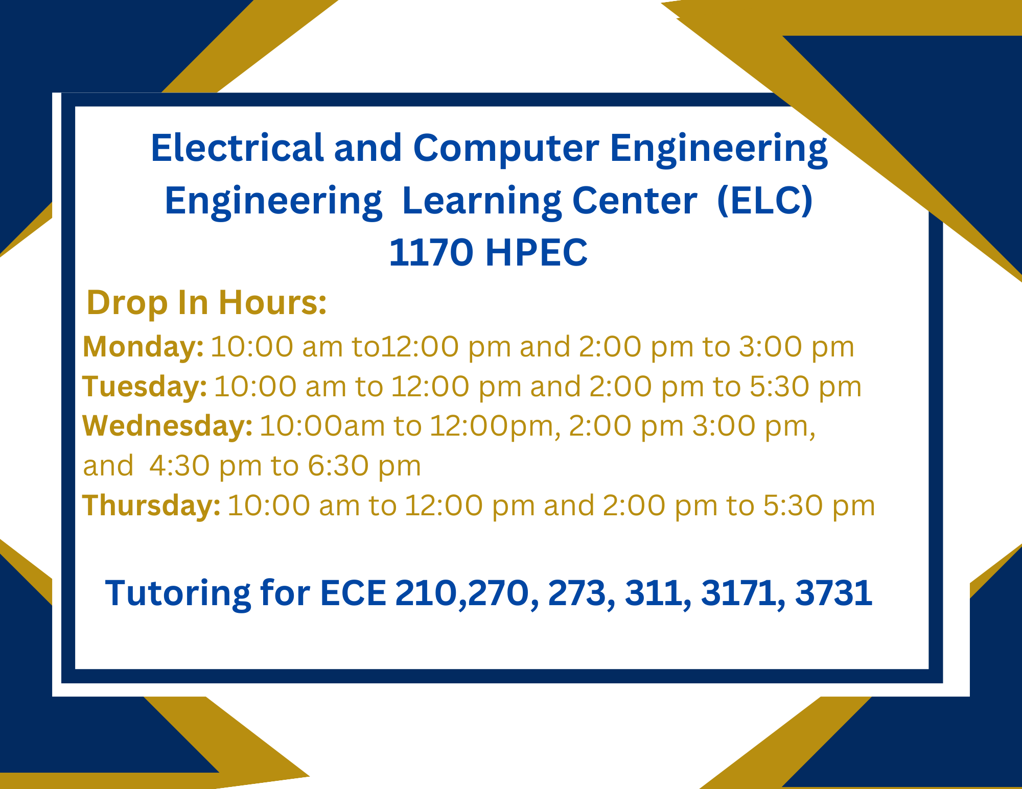 ECE Tutoring Drop-In Hours