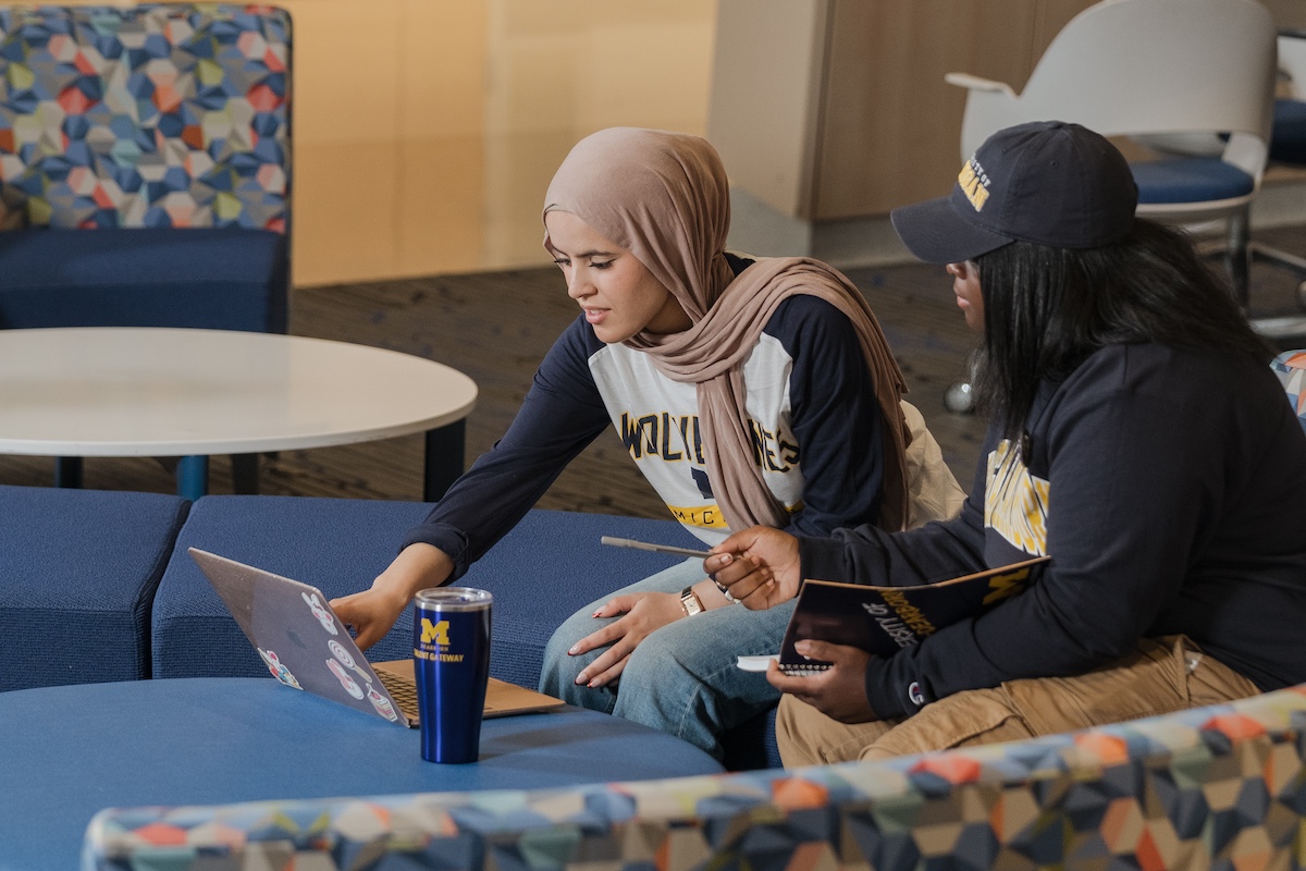 Female student working on her computer