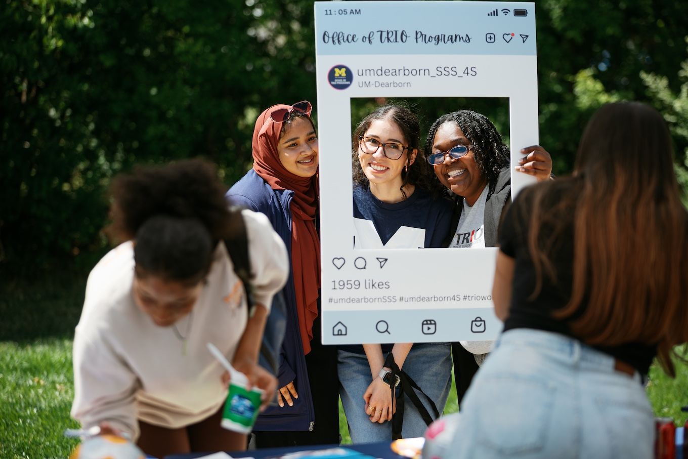 Photo of Office of TRIO Programs staff and students at Wolverine Welcome Day