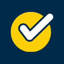 Blue and yellow end of internship journey badge
