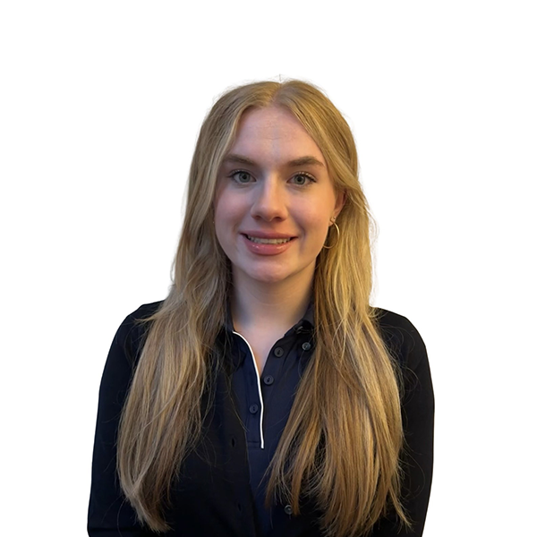 Picture on a white background of person with long hair and a black sweatshirt.