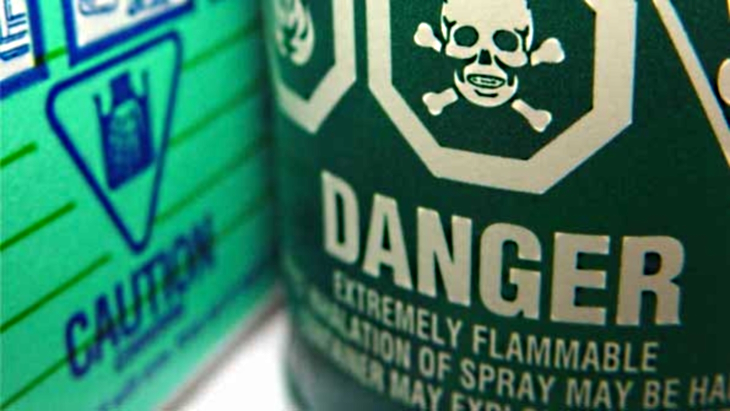 Danger and Caution warning labels on products