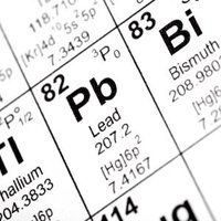 Periodic Table showing 82, Pb Lead.