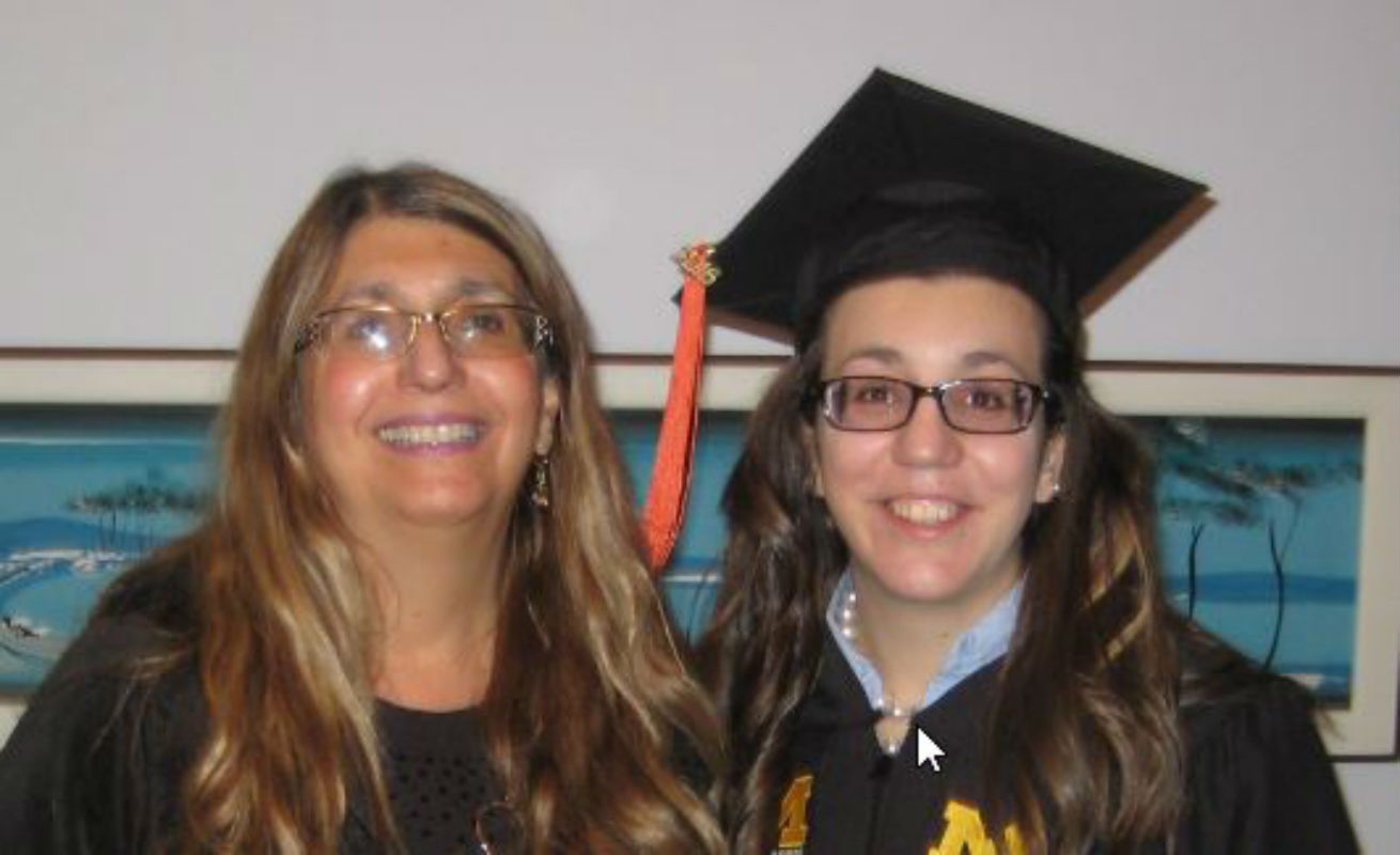 Melissa Schwager in cap and gown pictured with her mother.