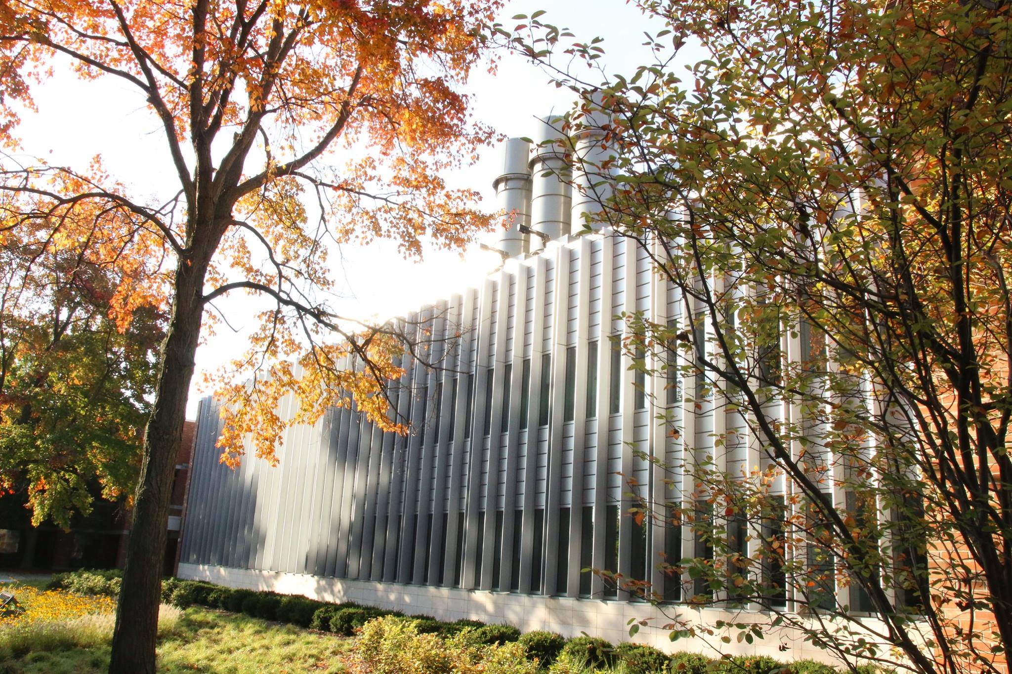 The Natural Sciences Building in fall on the UM-Dearborn campus.