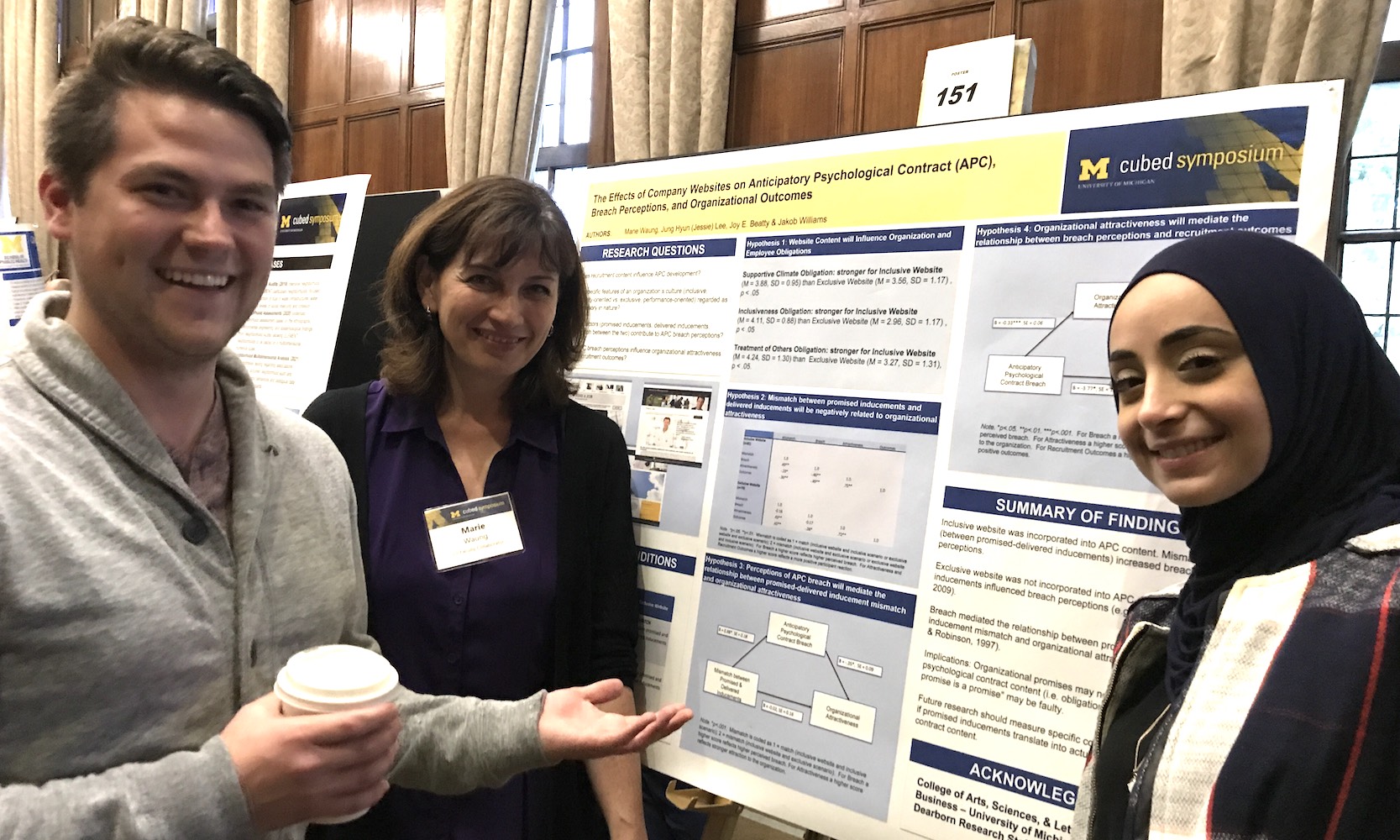 Graduate student Jakob Williams assisted with an MCubed research study and presented research findings.