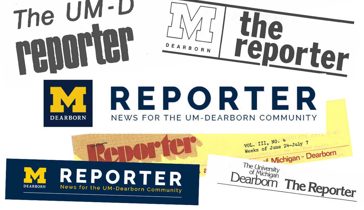 The various looks of UM-Dearborn's Reporter newsletter.