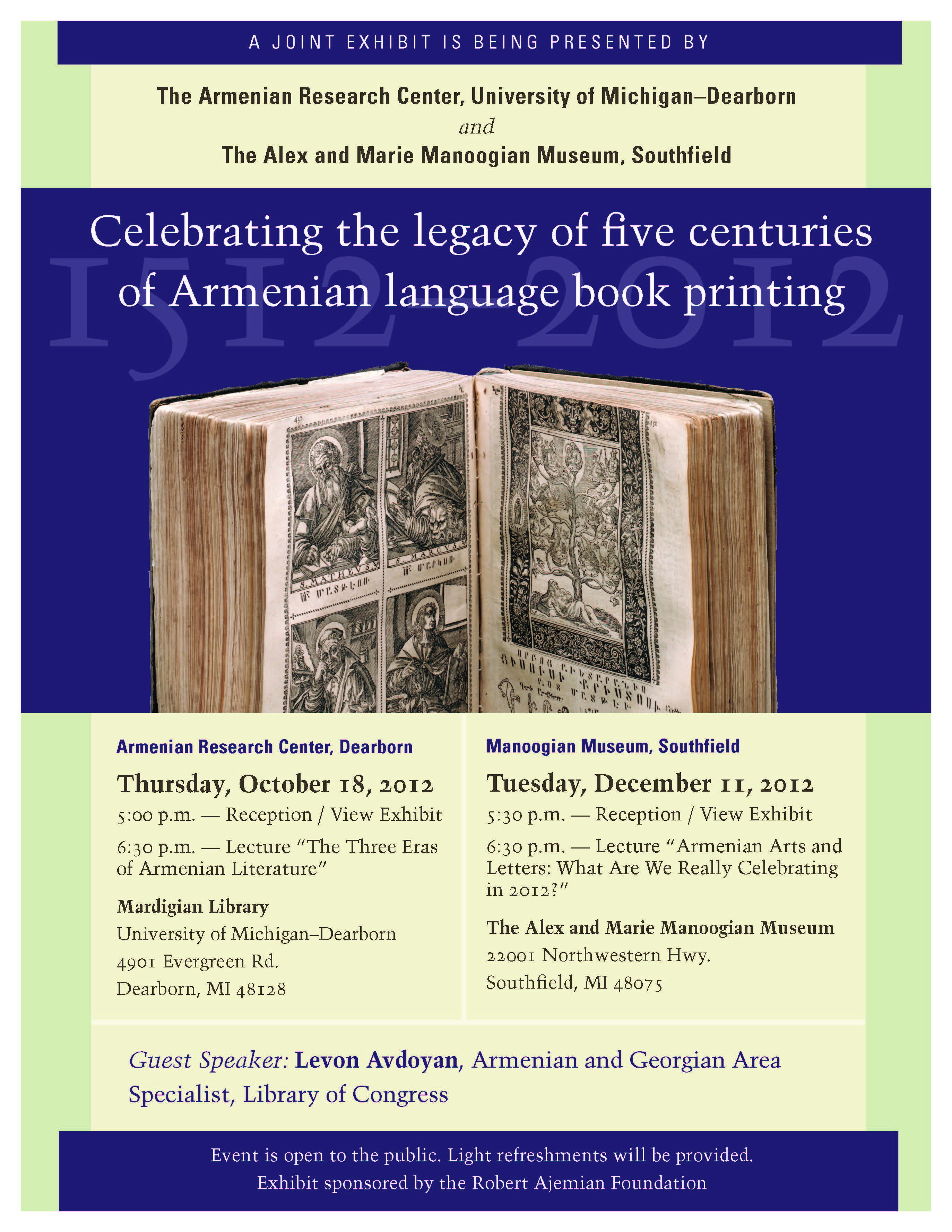 Flyer: Celebrating the legacy of five centures of Armenian language book printing