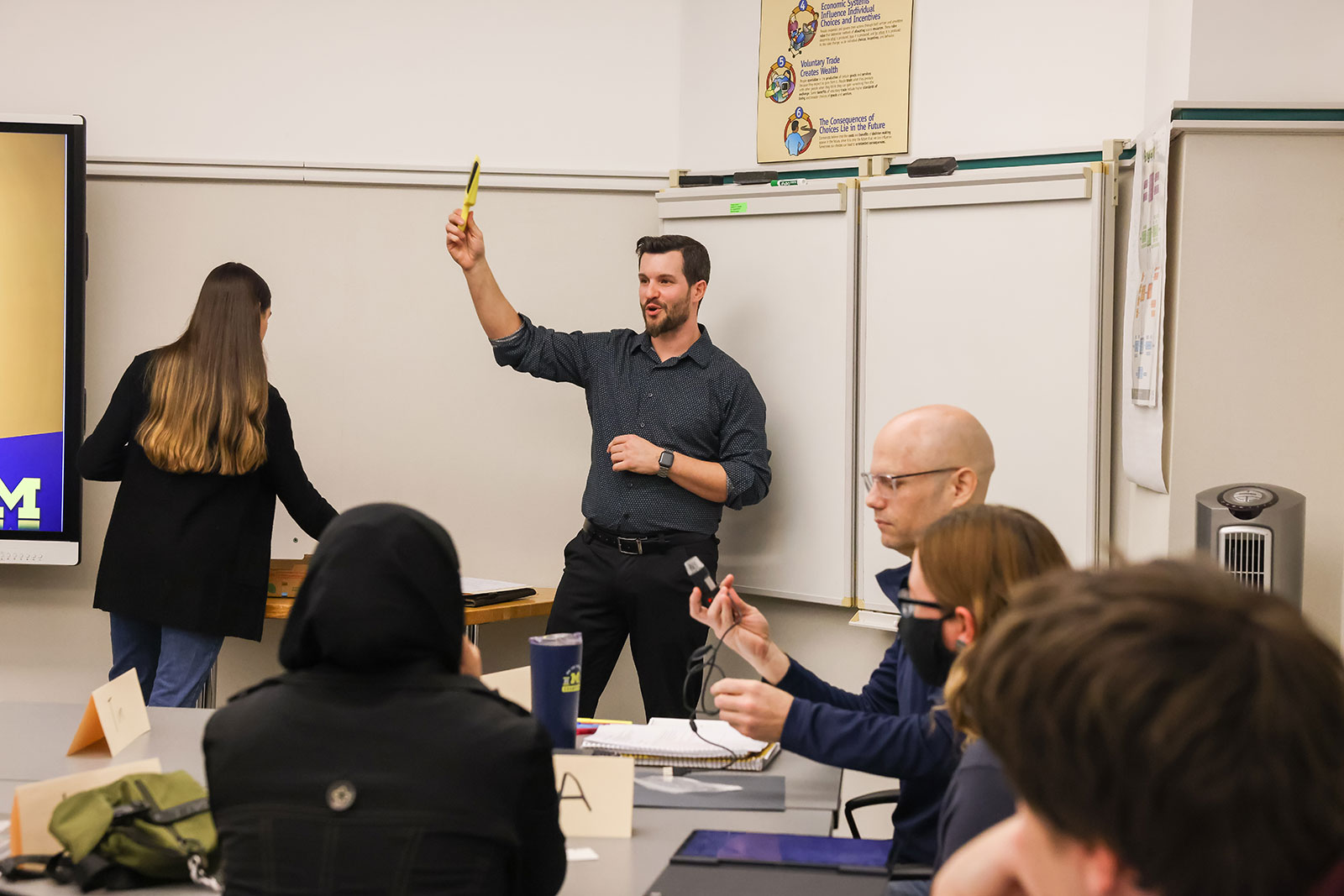 Student teacher teaching a classroom