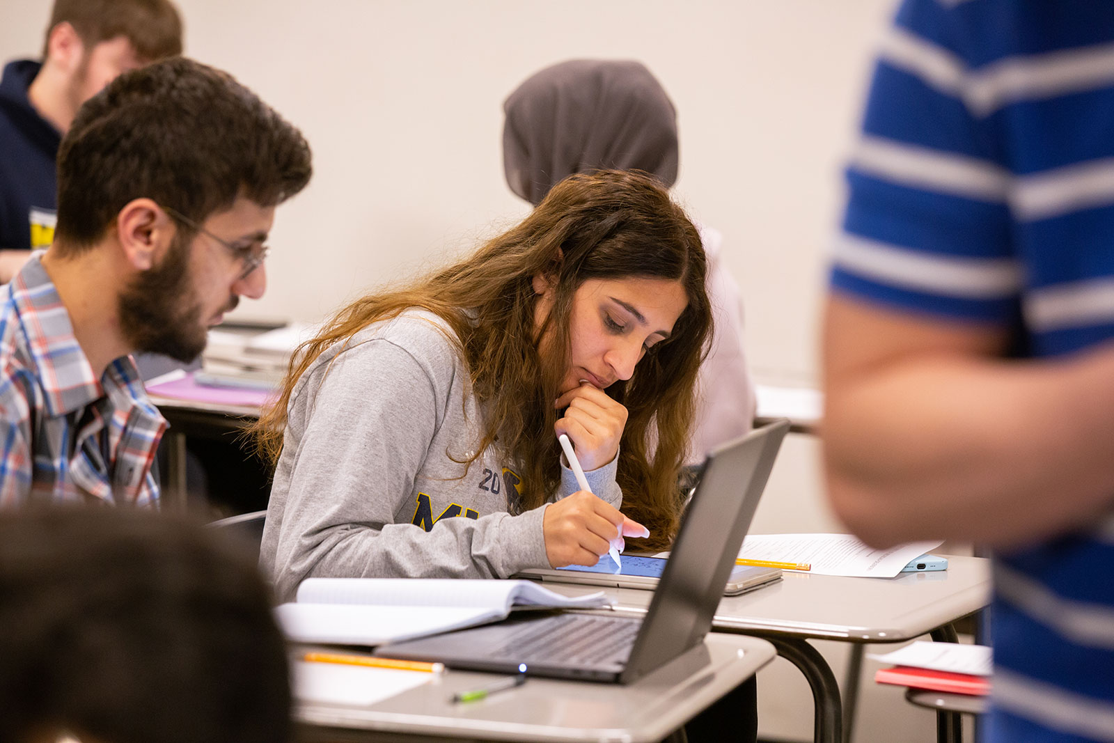 students in class studying