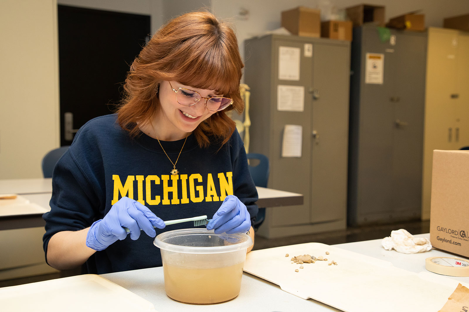 Student Working on Anthropology/Archaeology project