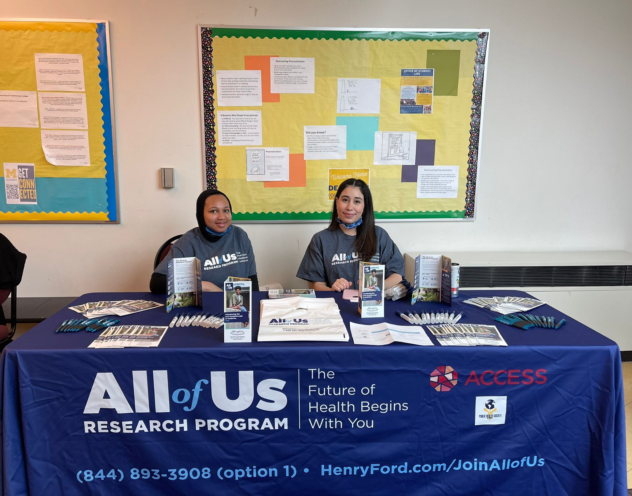 Members of the Public Health Society table regularly to recruit students for the All of Us program.