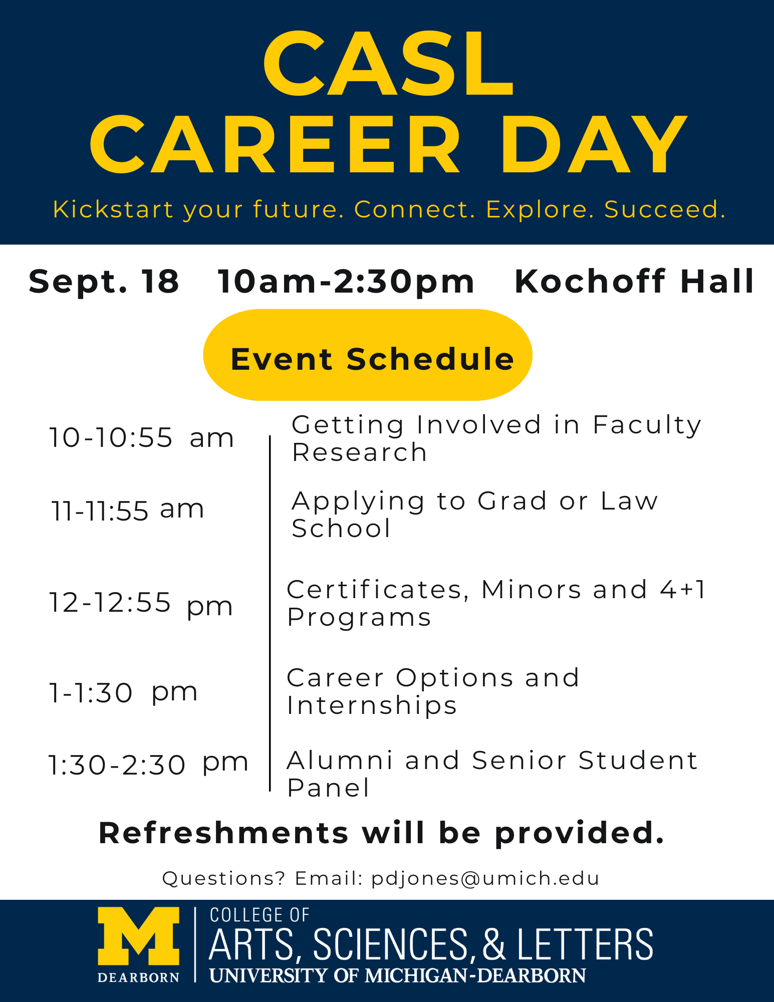 Poster of CASL Career Day. Content of poster is on web page.