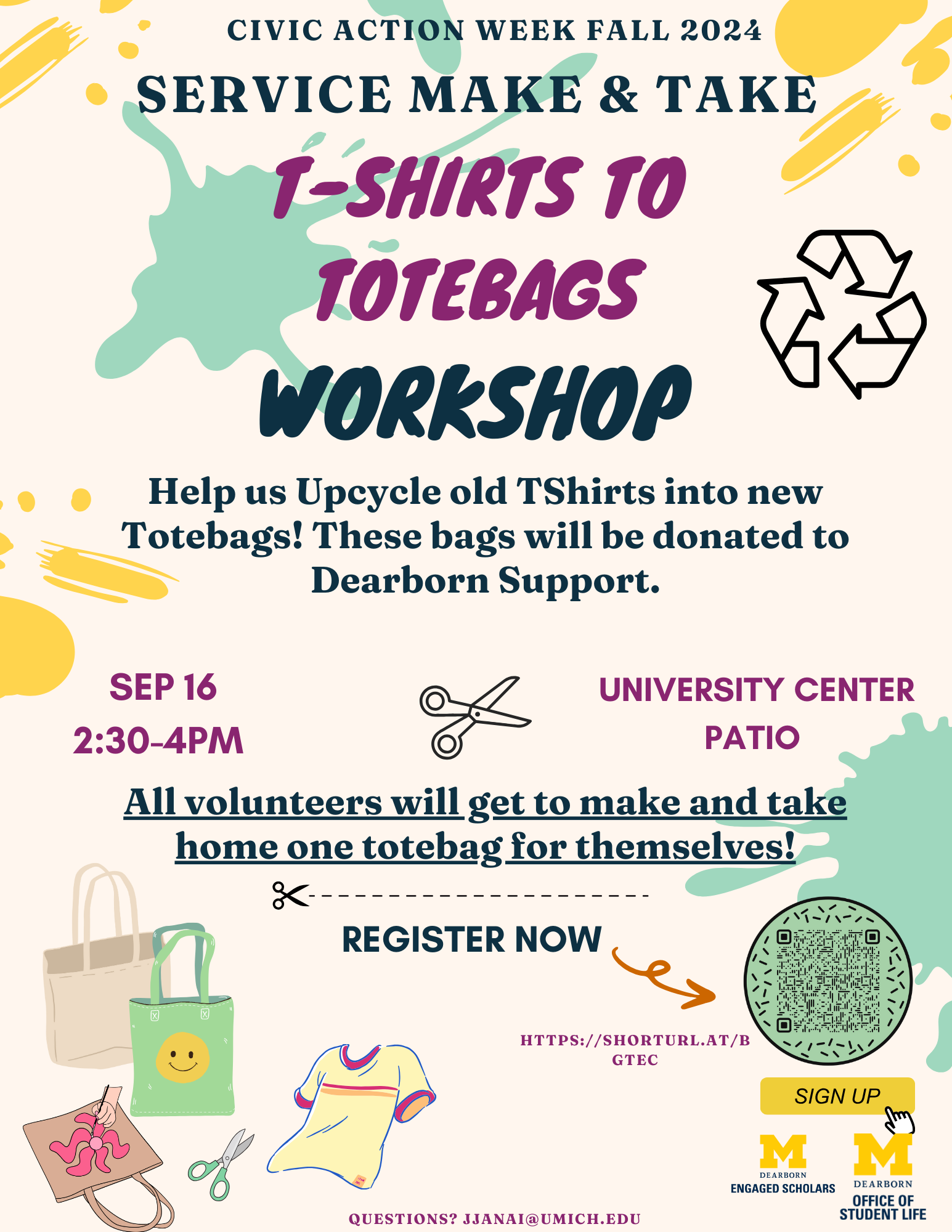 T-Shirts to Totebags Workshop flyer.