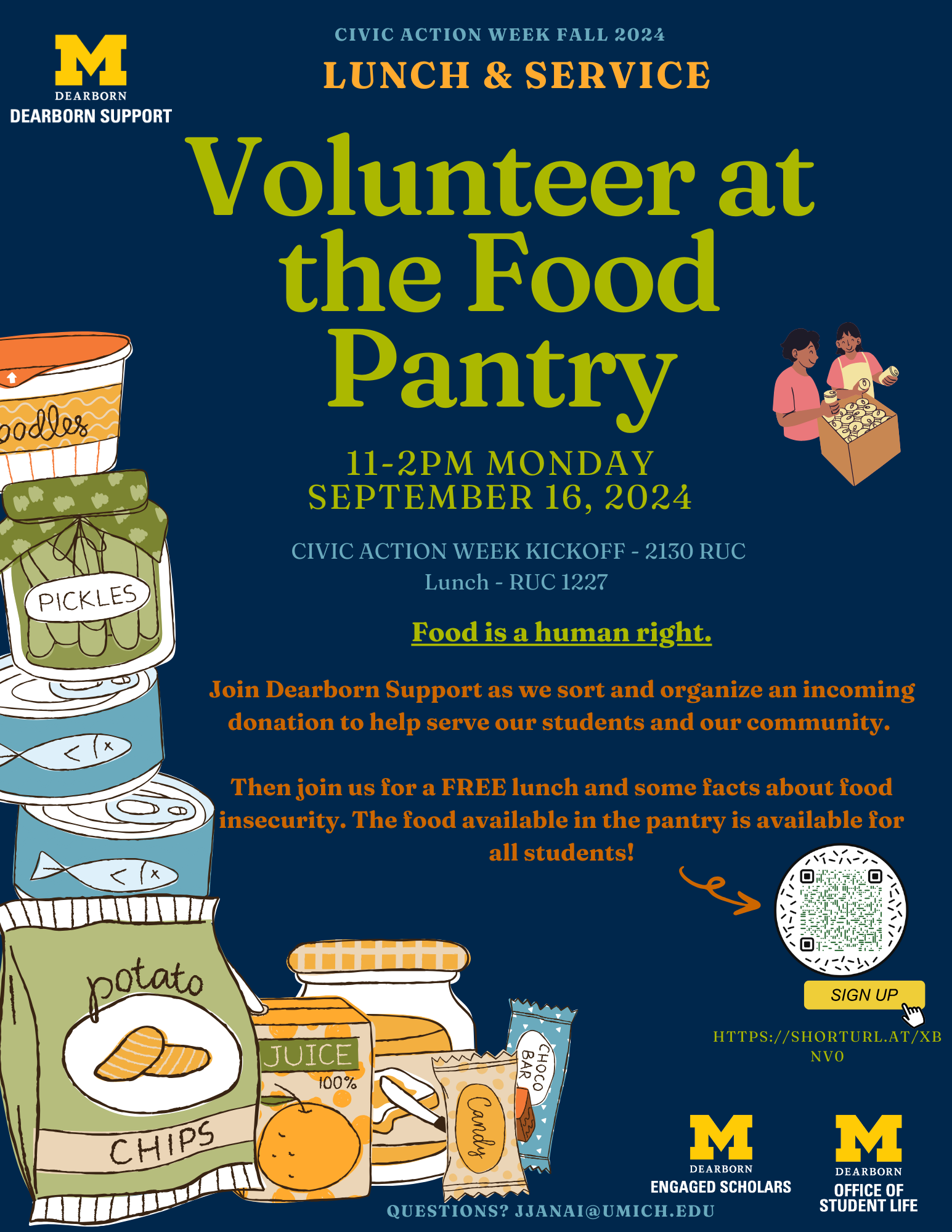 Volunteer at the Food Pantry event flyer.