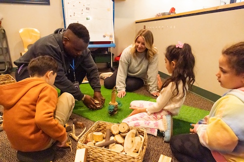 UM-Dearborn students working with young students at ECEC