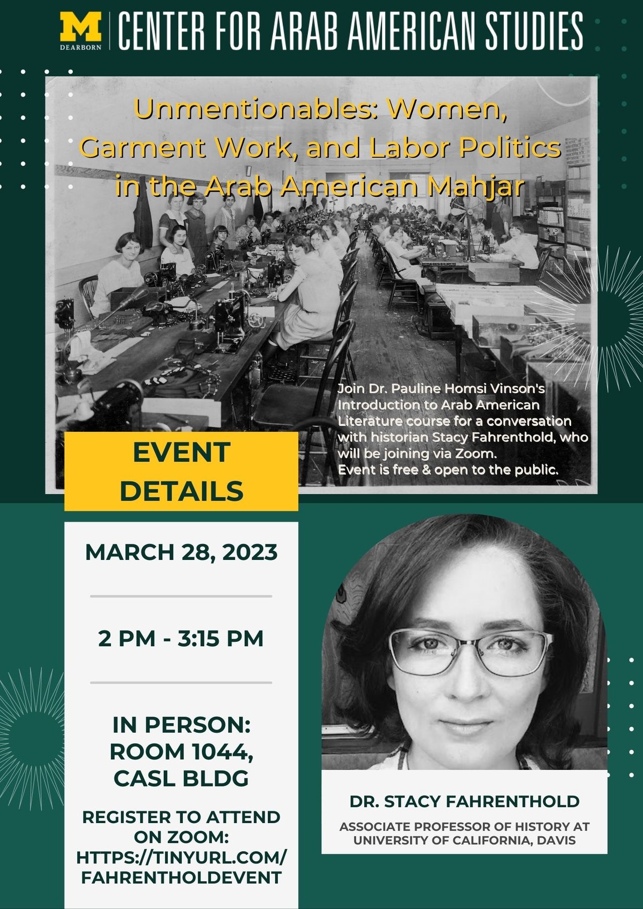 Unmentionables: Women, Garment Work, and Labor Politics in the Arab American Mahjar with Dr. Stacy Fahrenthold
