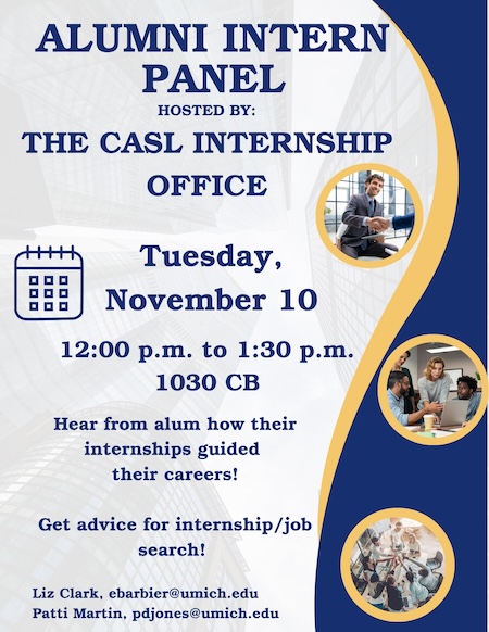 Alumni Intern Panel poster. Contents of image are on the web page.