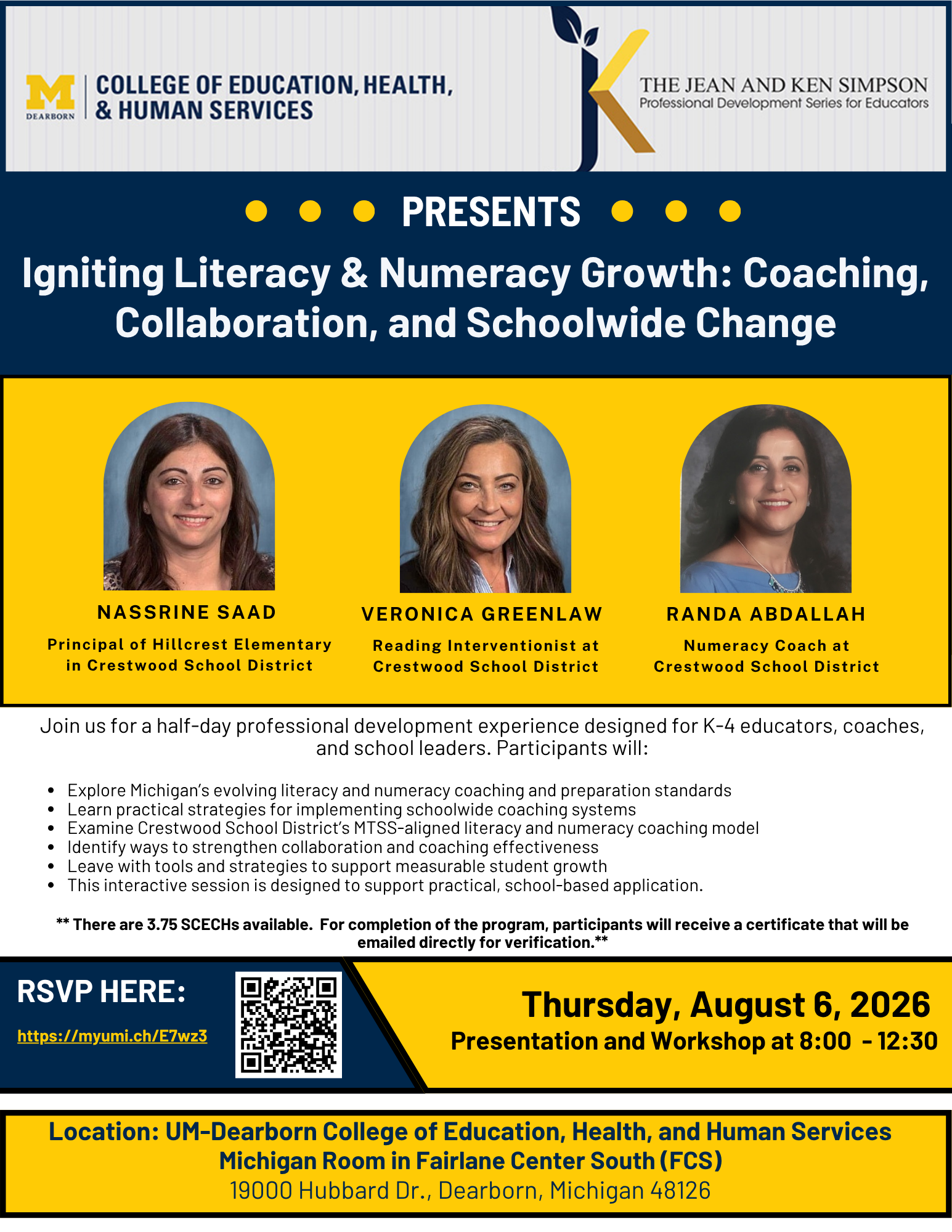 This flyer presents three guest speakers with the topic being Igniting Literacy and Numeracy Growth: Coaching, Collaboration, and Schoolwide Change
